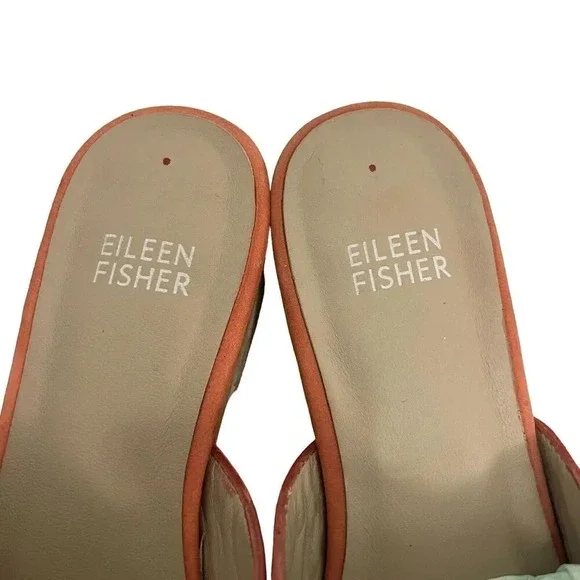 Eileen Fisher Dion Suede Mule Persimmon  Slip Ons Lightly Padded Shoes Coral 6 - Picture 8 of 9